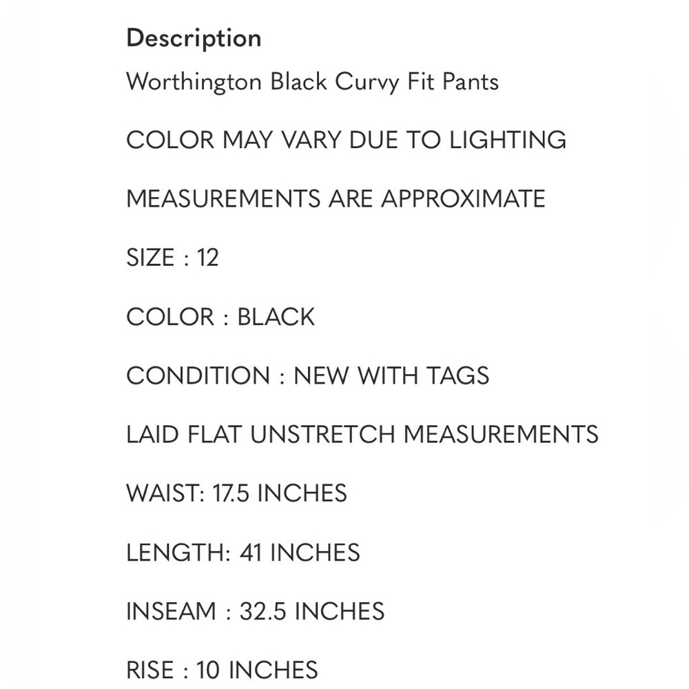 Worthington Women’s Curvy Fit Black Trousers - Picture 9 of 9